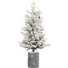 4.5ft PE/PVC Decorated Flocking Basin Pine Cone Xmas Tree Flocked Christmas Tree with Lights