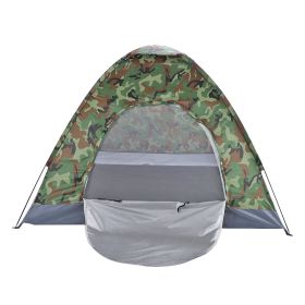 Camouflage Camping Tent for 3 to 4 Person Portable Outdoor Shelter with Silver Coated Fabric and Fiberglass Poles Lightweight Waterproof Foldable