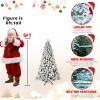 Prelit 5ft PVC Flocked Automatic White Tree With Lights Fireproof Artificial Christmas Tree