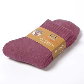 5 Pairs Winter Warm Women Socks Wool Male Men Socks Super Thicker Solid Socks Merino Wool Socks Against Cold Snow Terry Socks (Color: Wine Red, size: 5 Pairs)