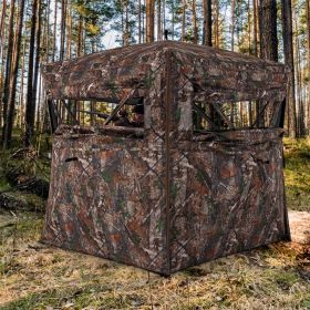 Hunting Blind 360 Degree One-Way See-Through Ground Blind for 2-3 Person (Color: Camouflage)
